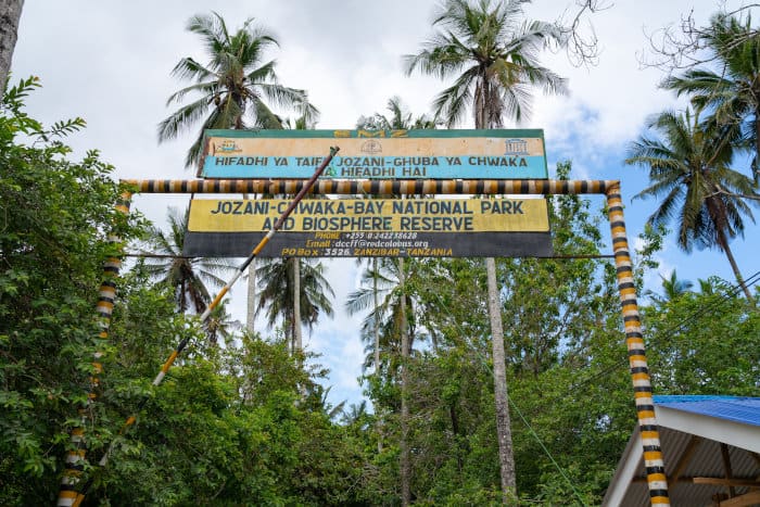 Zanzibar's Natural Reserves and Sanctuaries blog RentAndGo Zanzibar Car Rental image of  Jozani-Chwaka-Bay-National-Park-main-entrance